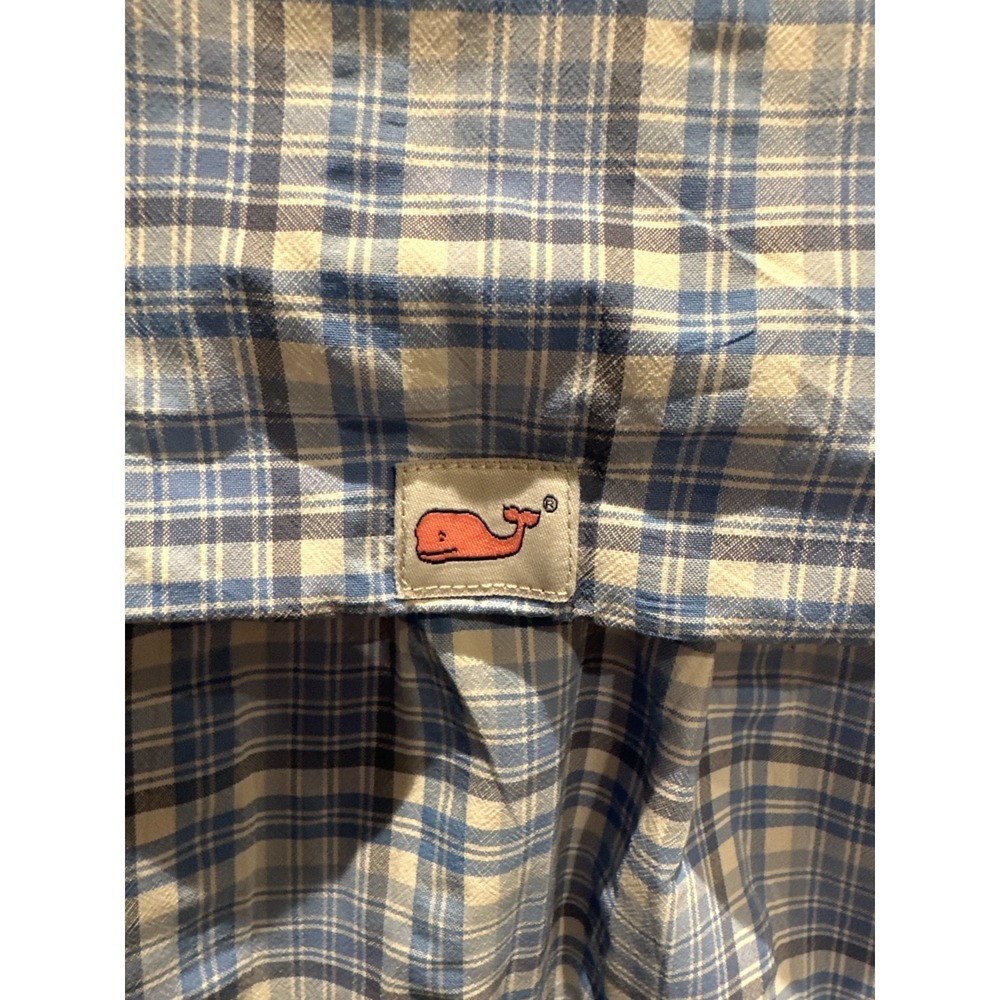 Vineyard Vines Harbor Shirt XXL Blue Plaid Fishing Vented Performance - Picture 8 of 11